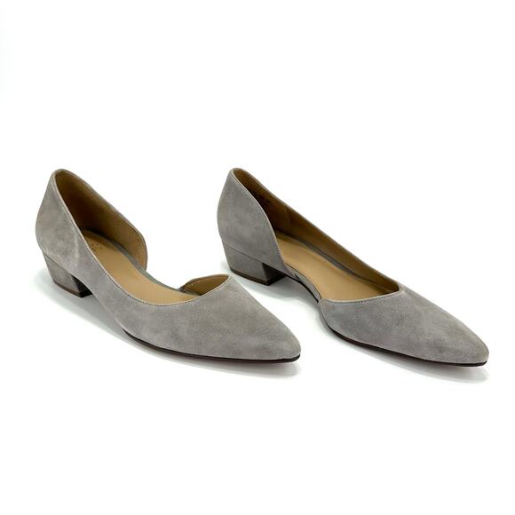 Naturalizer Belina Gray Low Heel Pump Size 9.5N Suede Pointed Toe D'Orsay Style - Picture 1 of 13